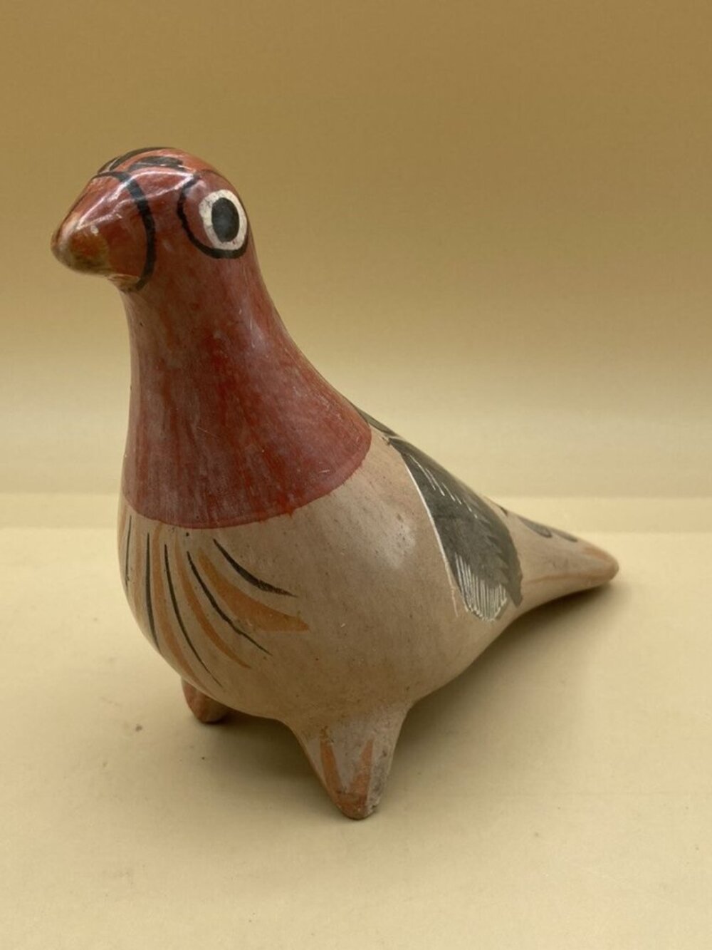Tonala Mexican Folk Art Pottery Ceramic Bird Figurine Dove 5”